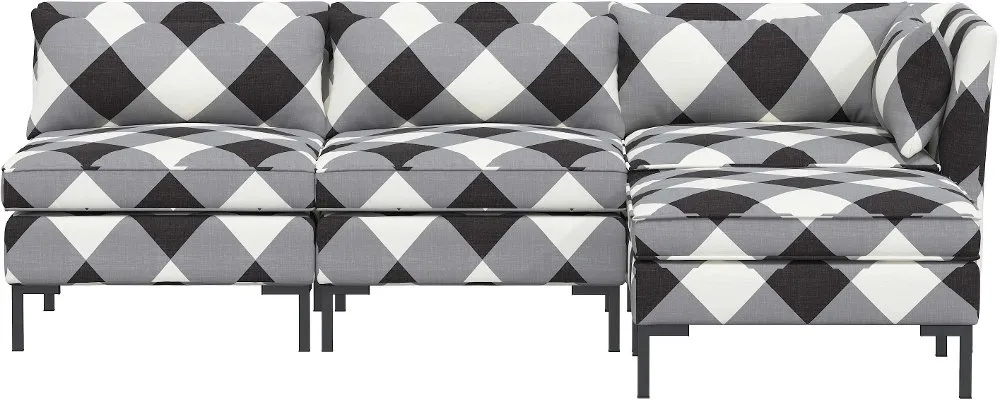 Jackson Charcoal Diamond Check 4-Piece Sectional - Skyline Furniture