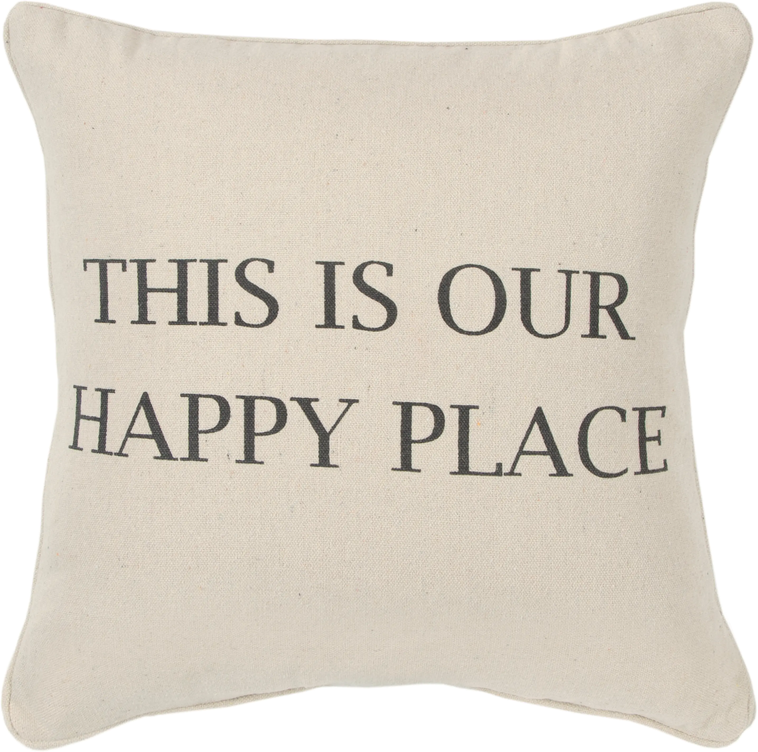Script Neutral Happy Place Accent Pillow
