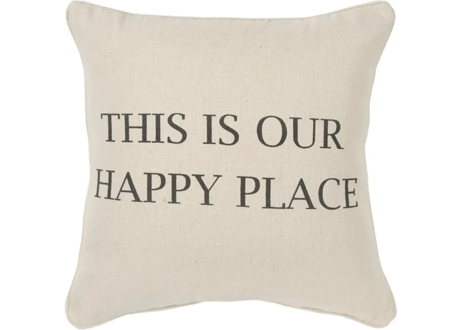 Script Neutral Happy Place Accent Pillow