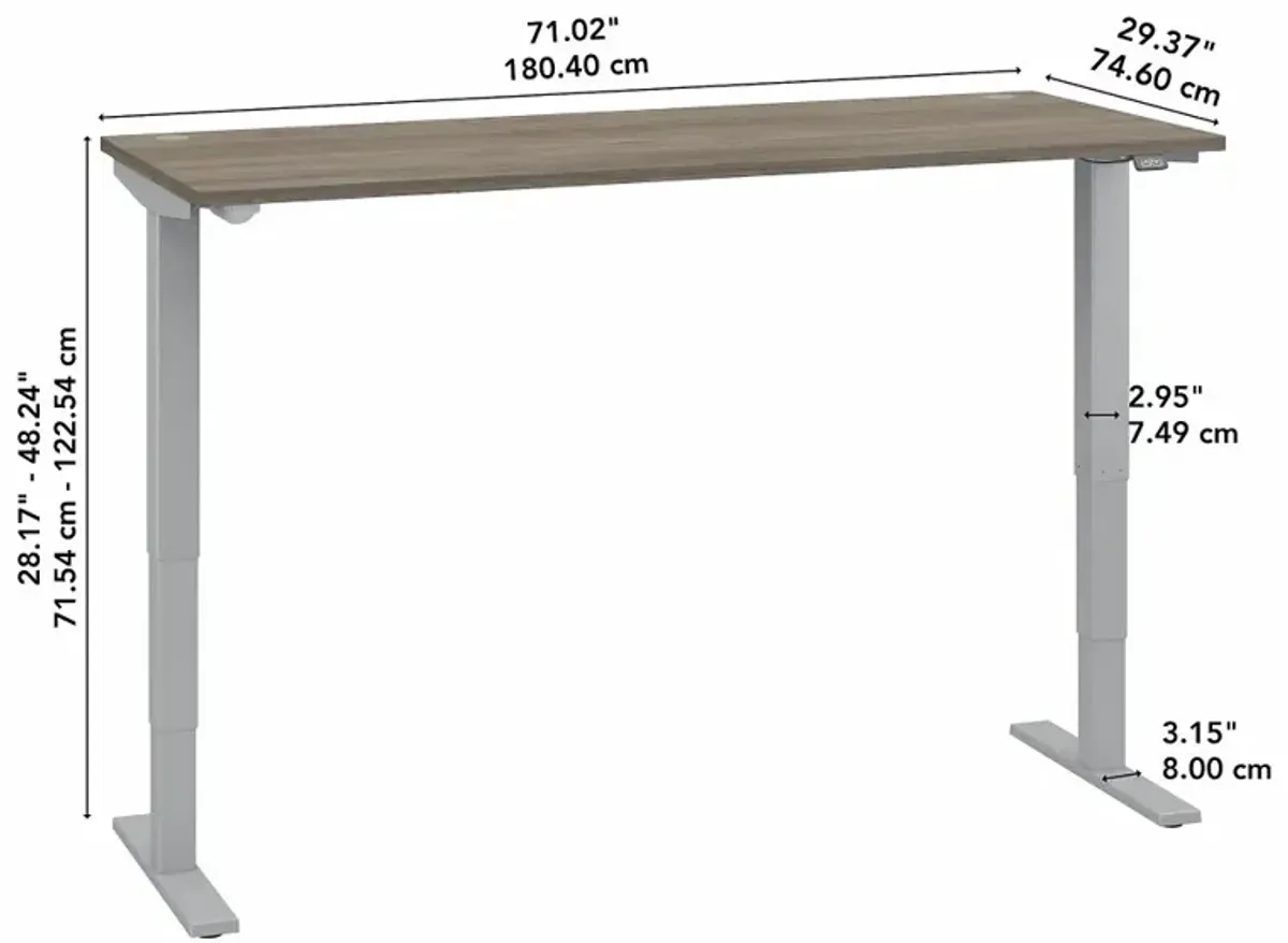 Modern Hickory 72 Inch Adjustable Stand Desk - Bush Furniture