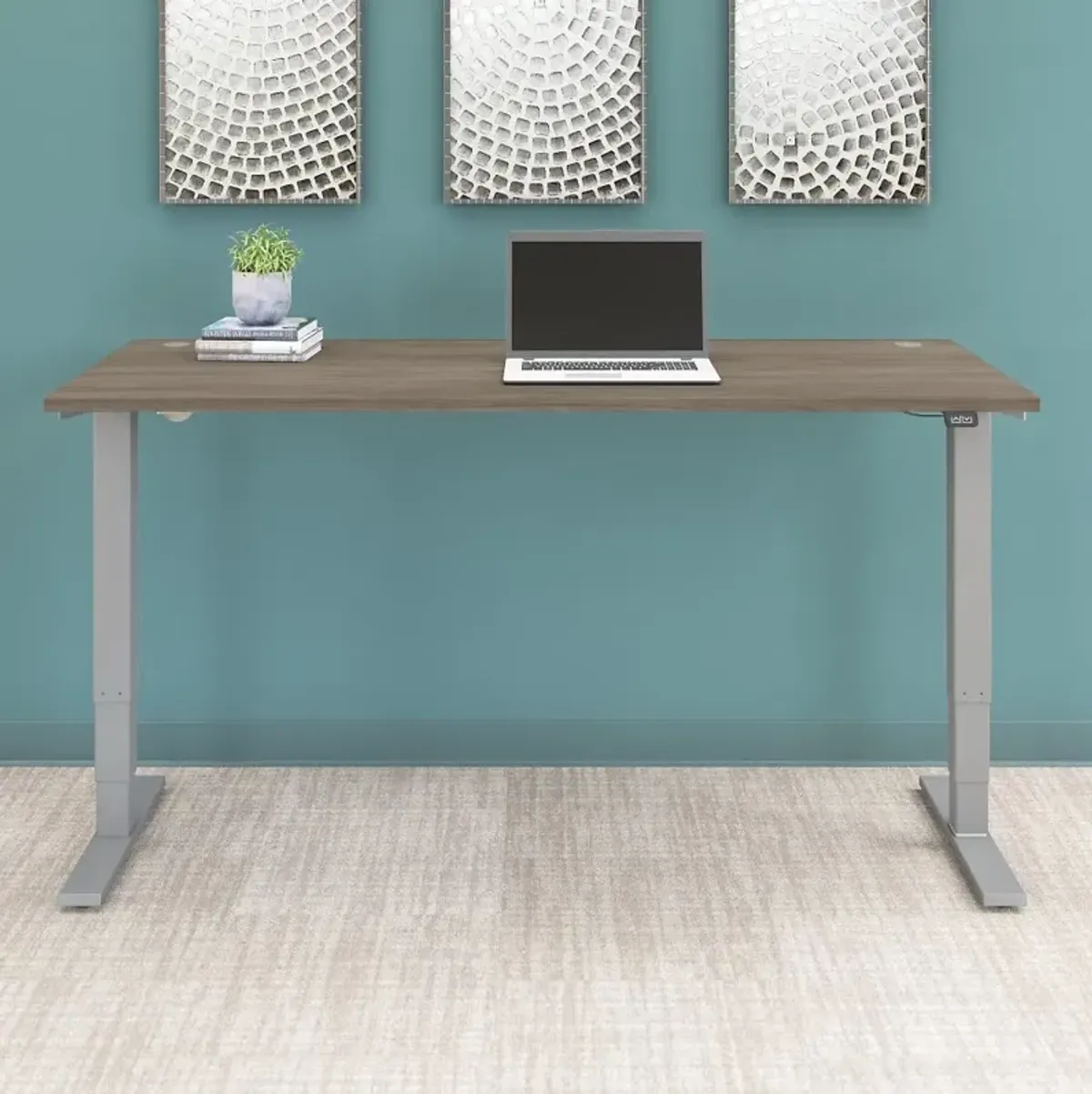 Modern Hickory 72 Inch Adjustable Stand Desk - Bush Furniture