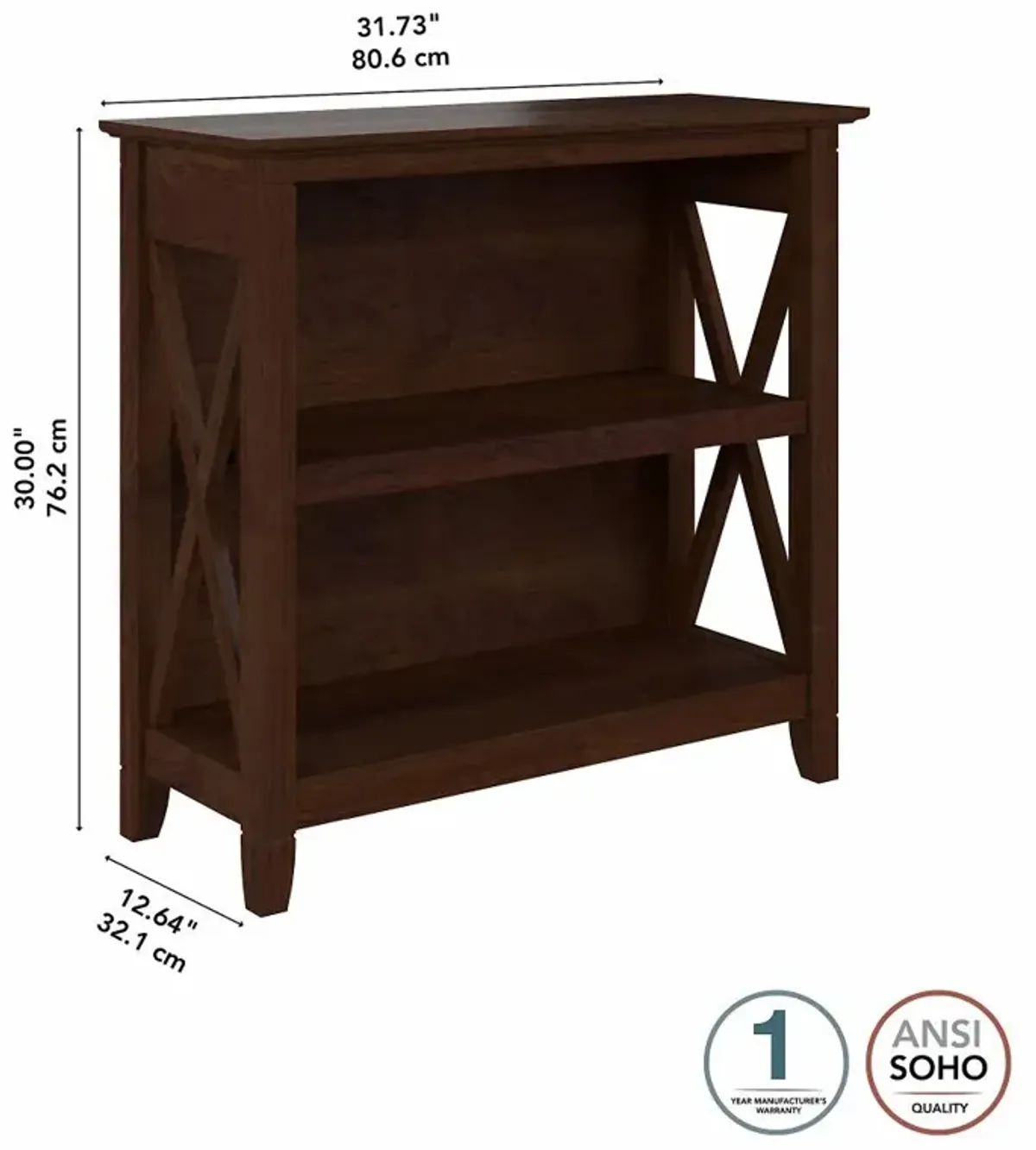 Key West Bing Cherry 2-Shelf Bookcase