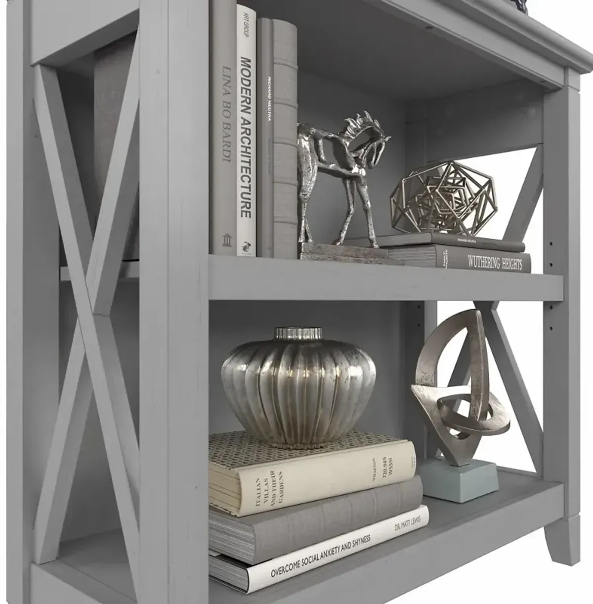 Key West Cape Cod Gray 2-Shelf Bookcase - Bush Furniture