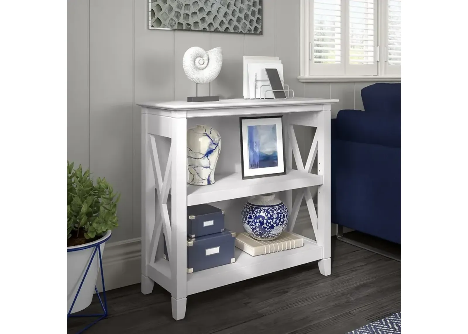 Key West White Oak 2-Shelf Bookcase - Bush Furniture