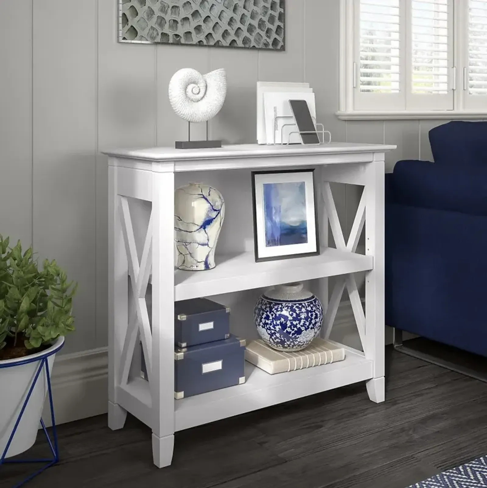 Key West White Oak 2-Shelf Bookcase - Bush Furniture