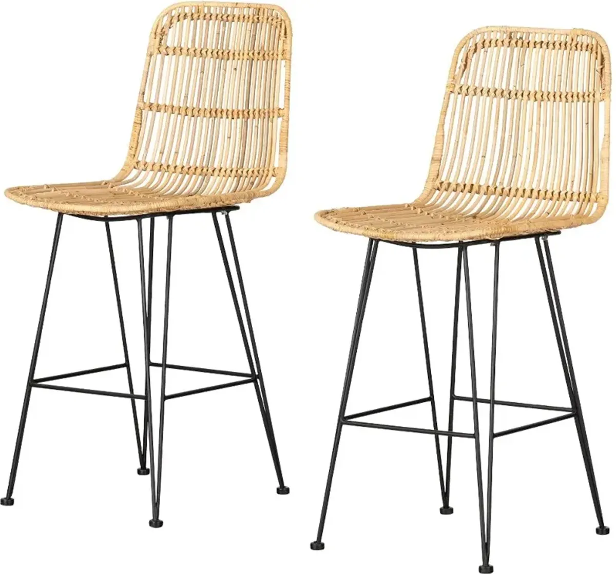 Balka Natural Rattan Counter Height Stool, Set of 2 - South Shore