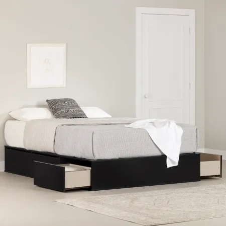 Fusion Black Queen Platform Bed with Six Drawers for Storage -...