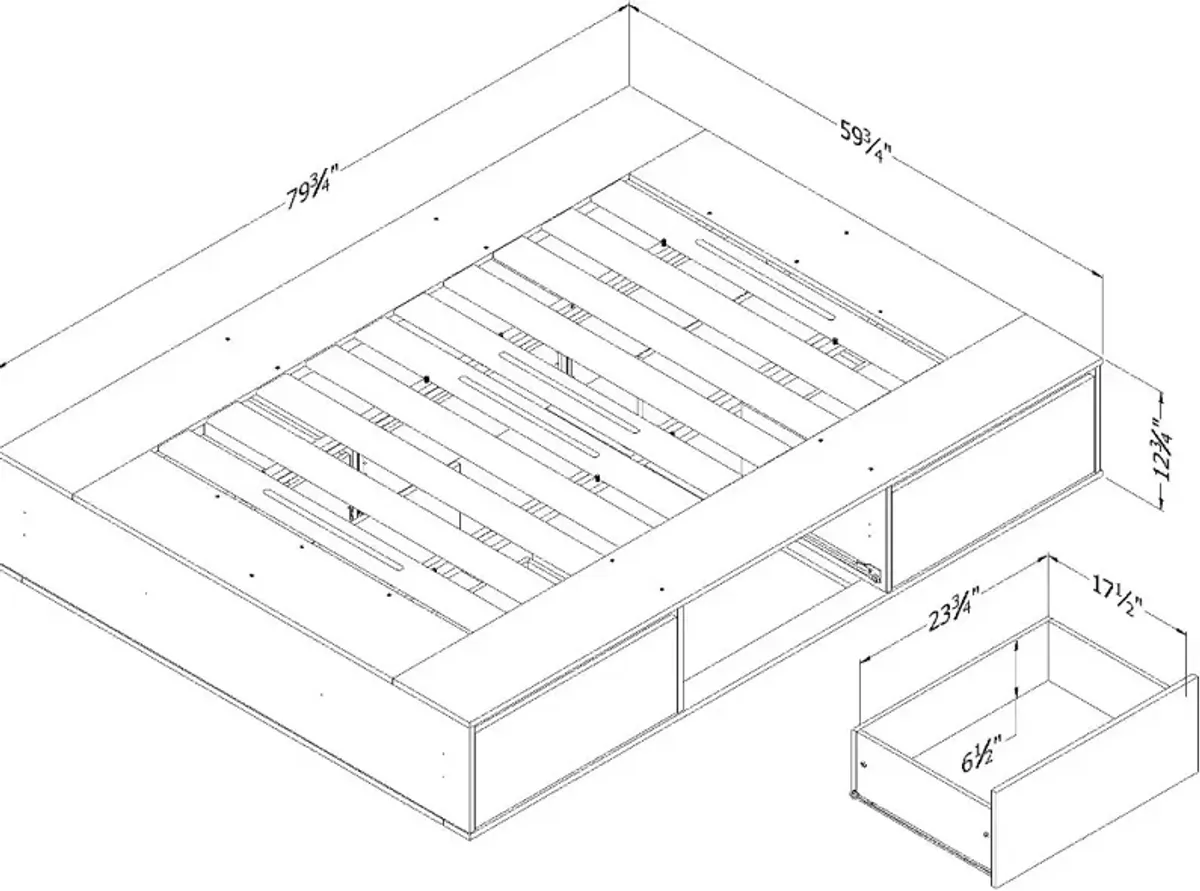 Fusion Black Queen Platform Bed with Six Drawers for Storage -...