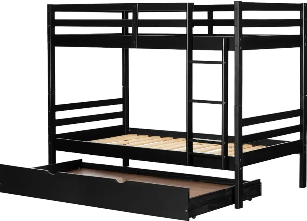 Fakto Black Twin Bunk Beds with Trundle - South Shore