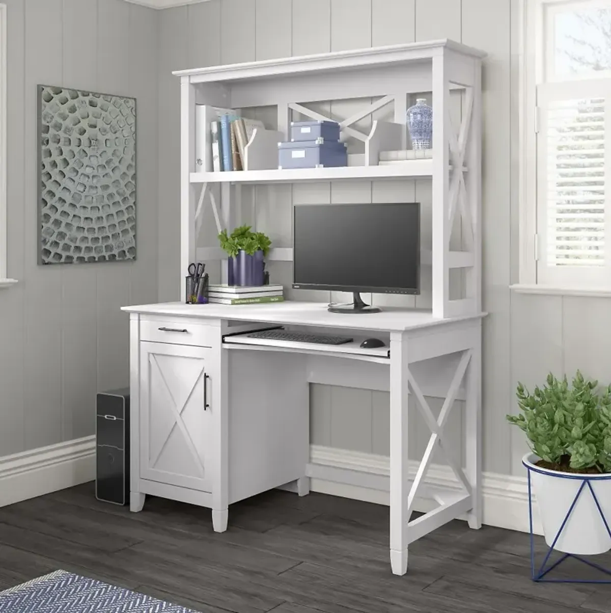 Key West White Oak 48" Desk and Hutch