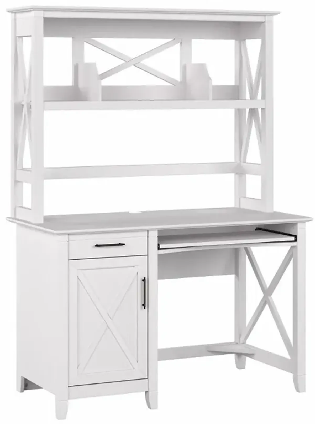 Key West White Oak 48 Inch Desk and Hutch - Bush Furniture