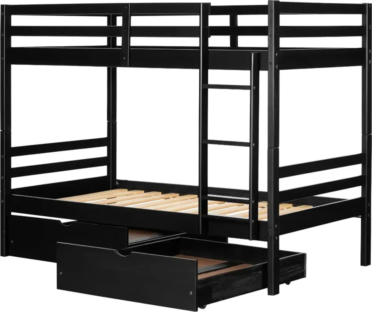 Fakto Black Twin Bunk Beds with Drawers - South Shore