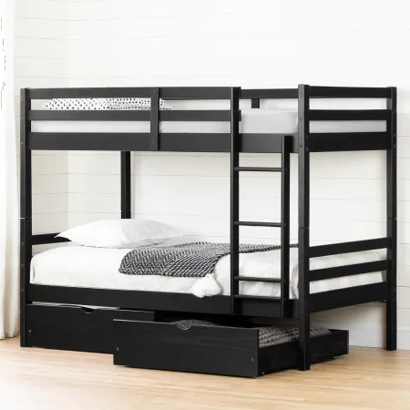 Fakto Black Twin Bunk Beds with Drawers - South Shore
