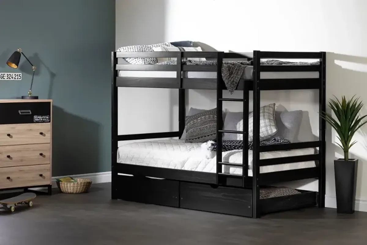 Fakto Black Twin Bunk Beds with Drawers - South Shore