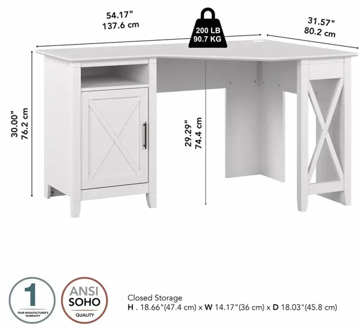 Key West White Oak 54 Inch Corner Desk