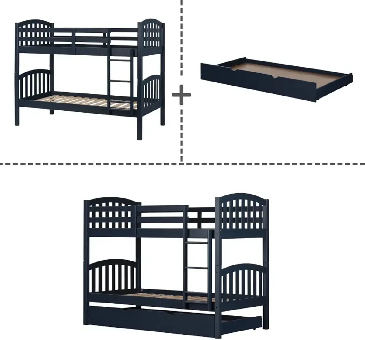 Asten Blue Twin Bunk with Trundle