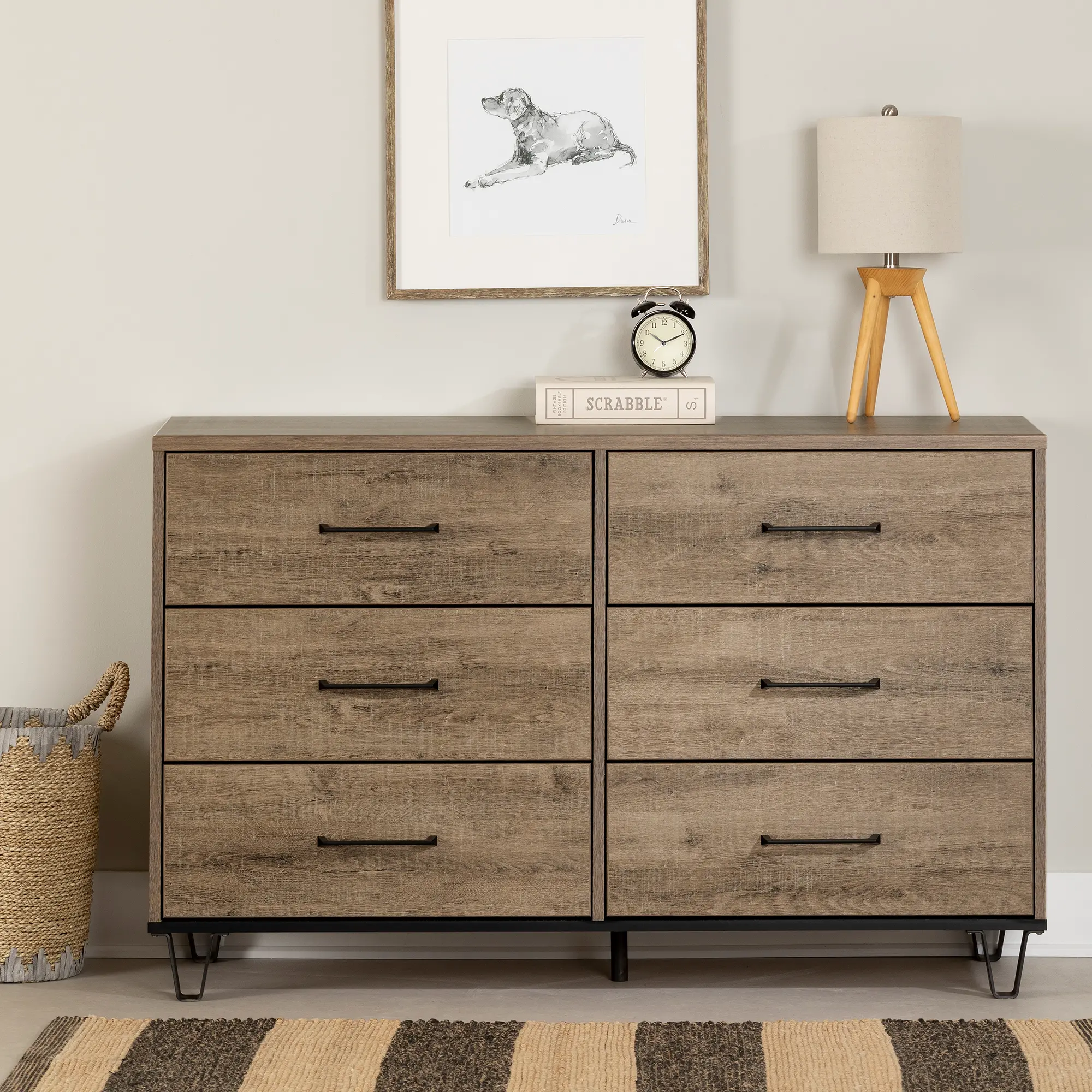 Arlen Weathered Oak 6 Drawer Dresser - South Shore