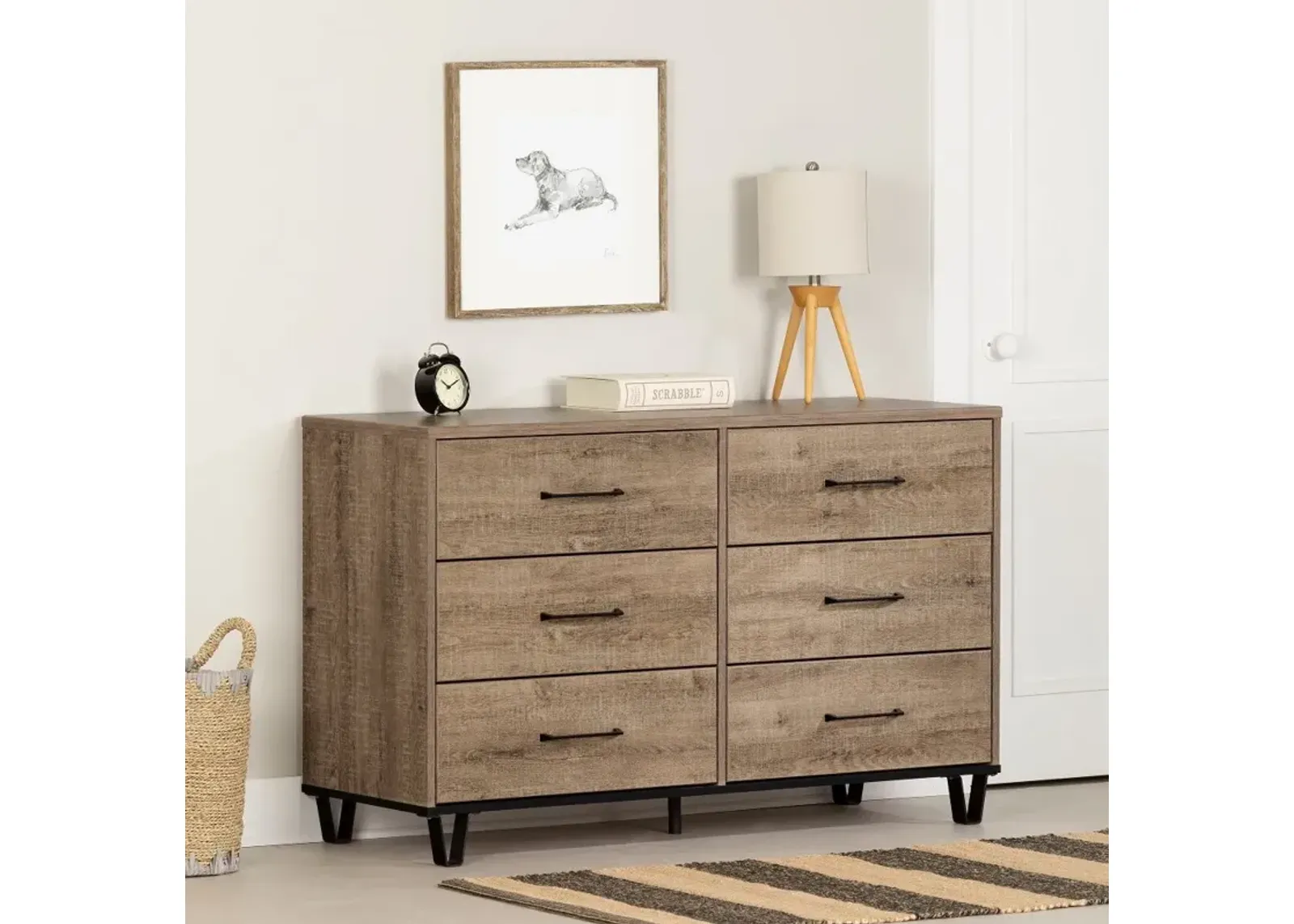 Arlen Weathered Oak 6 Drawer Dresser - South Shore