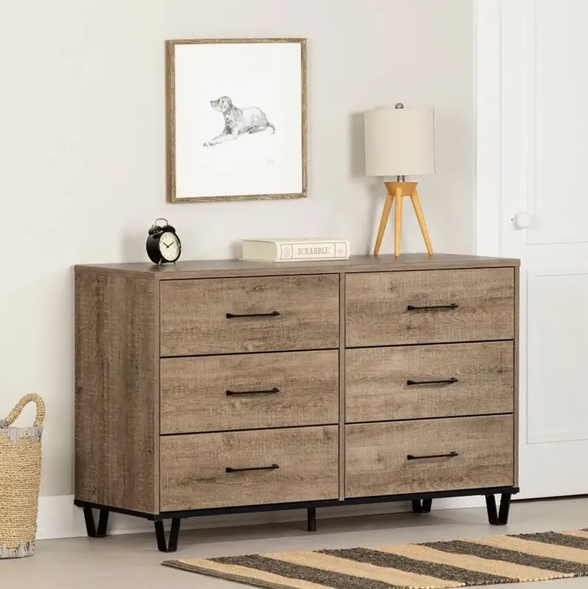 Arlen Weathered Oak 6 Drawer Dresser - South Shore