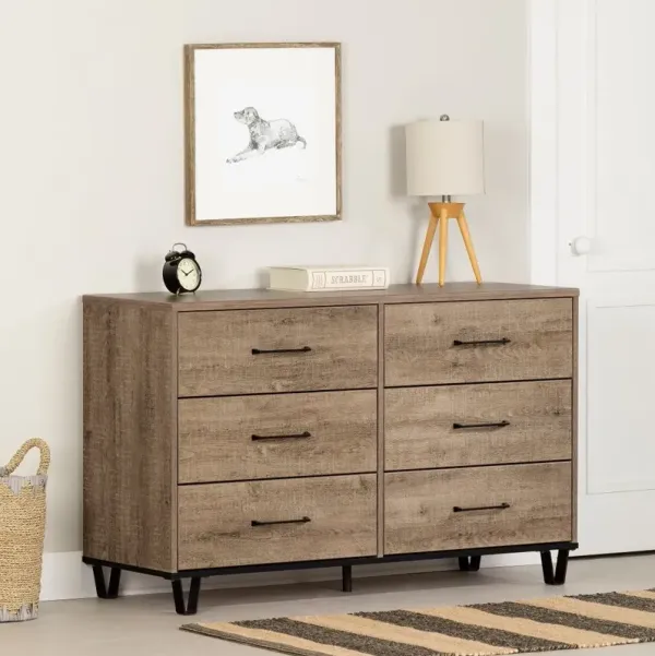 Arlen Weathered Oak 6 Drawer Dresser - South Shore