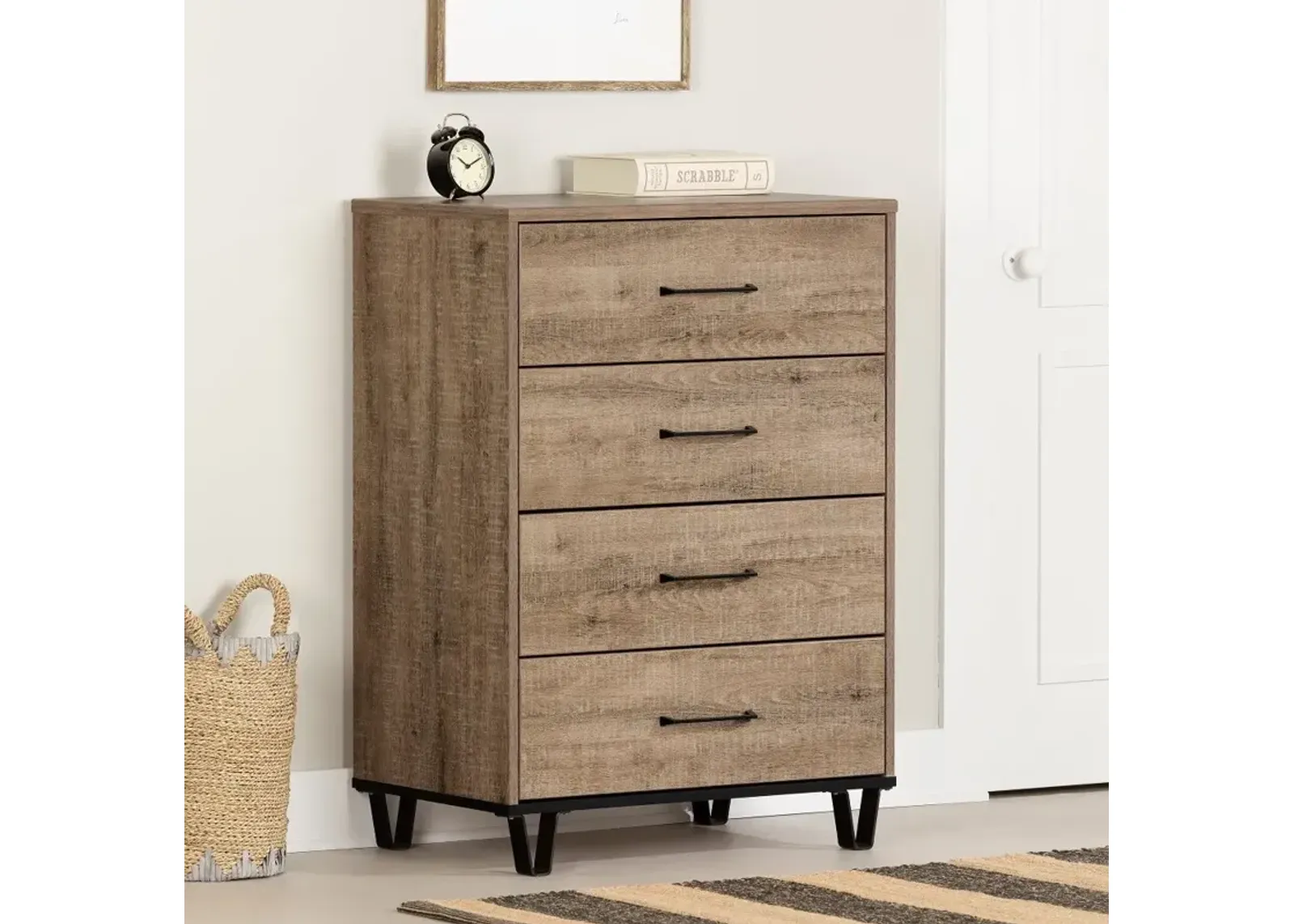 Arlen Weathered Oak 4 Drawer Chest - South Shore