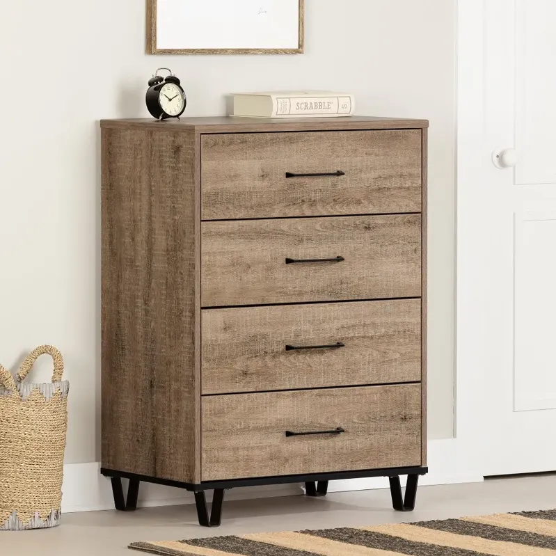 Arlen Weathered Oak 4 Drawer Chest - South Shore