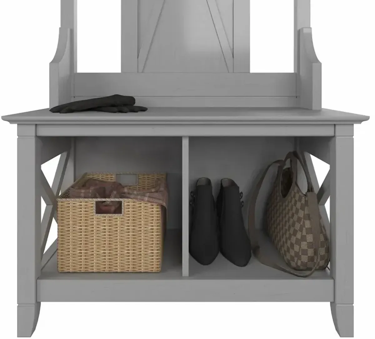 Key West Cape Cod Gray Hall Tree with Shoe Bench - Bush Furniture