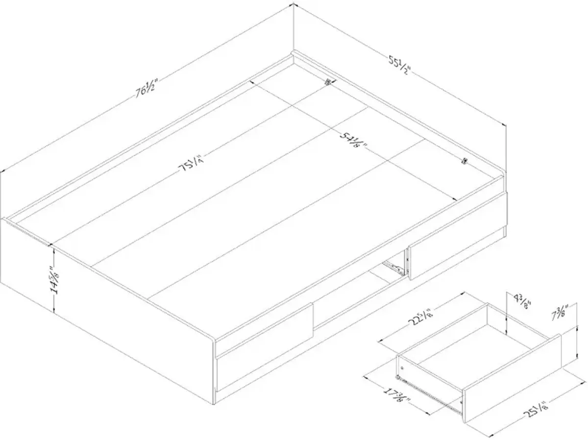 Arlene Weathered Oak Full Storage Bed with 3 Drawers - South Shore