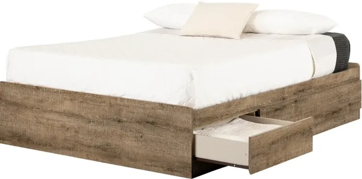 Arlene Weathered Oak Full Storage Bed with 3 Drawers - South Shore