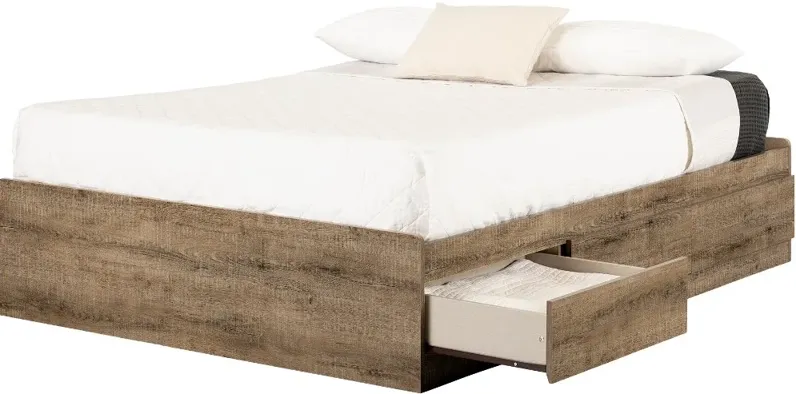 Arlene Weathered Oak Full Storage Bed with 3 Drawers - South Shore