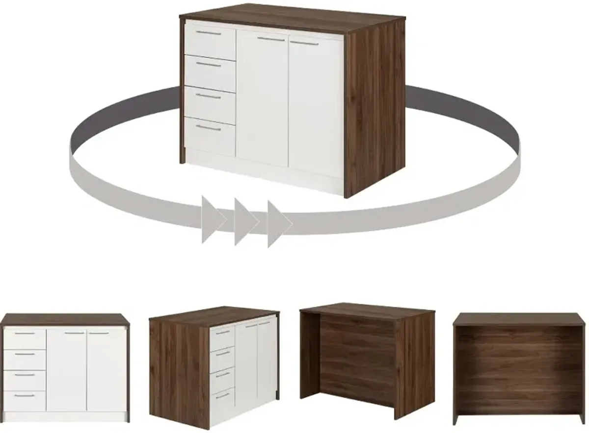 Myro Natural White and Walnut Kitchen Island - South Shore