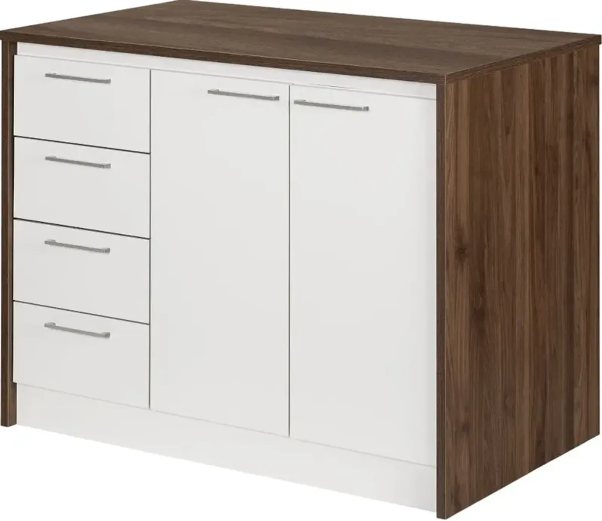 Myro Natural White and Walnut Kitchen Island - South Shore