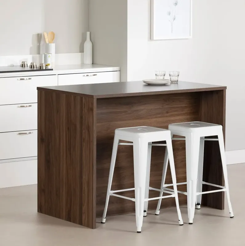 Myro Natural White and Walnut Kitchen Island - South Shore