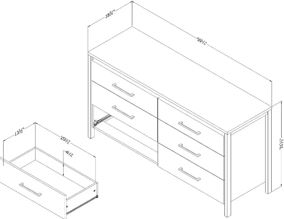 Gravity Rubbed Black 6 Drawer Dresser - South Shore