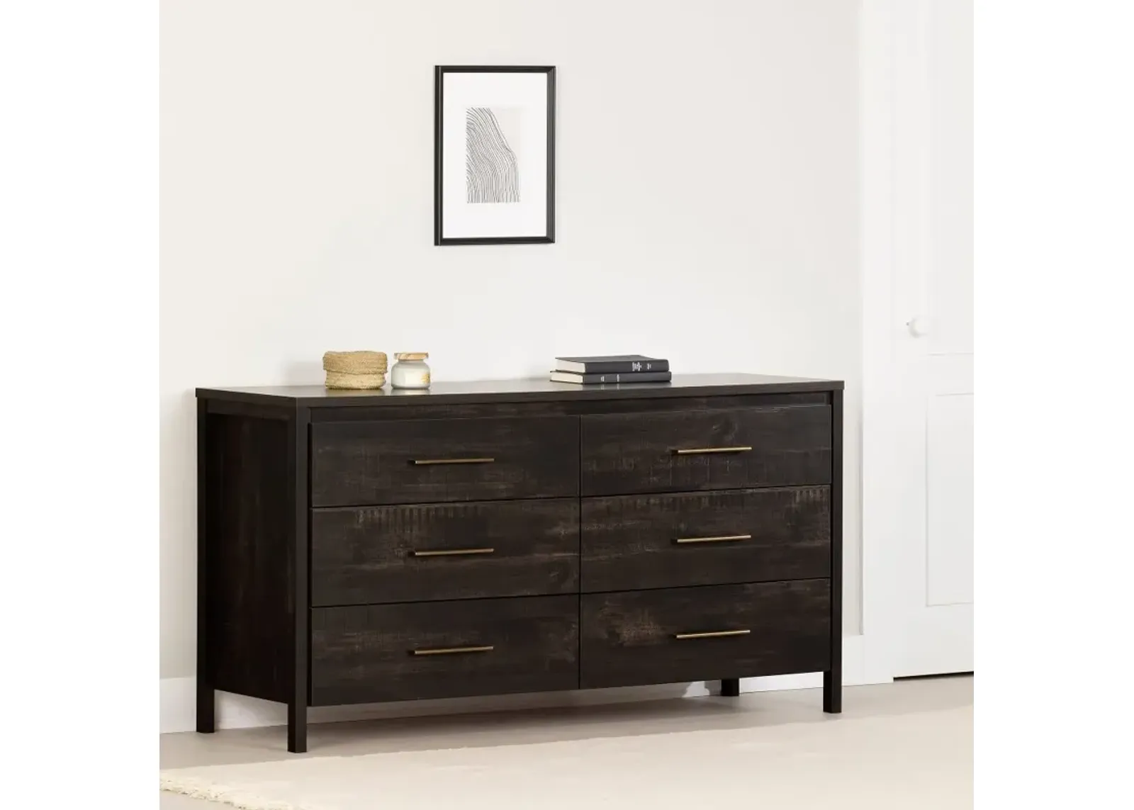 Gravity Rubbed Black 6 Drawer Dresser - South Shore