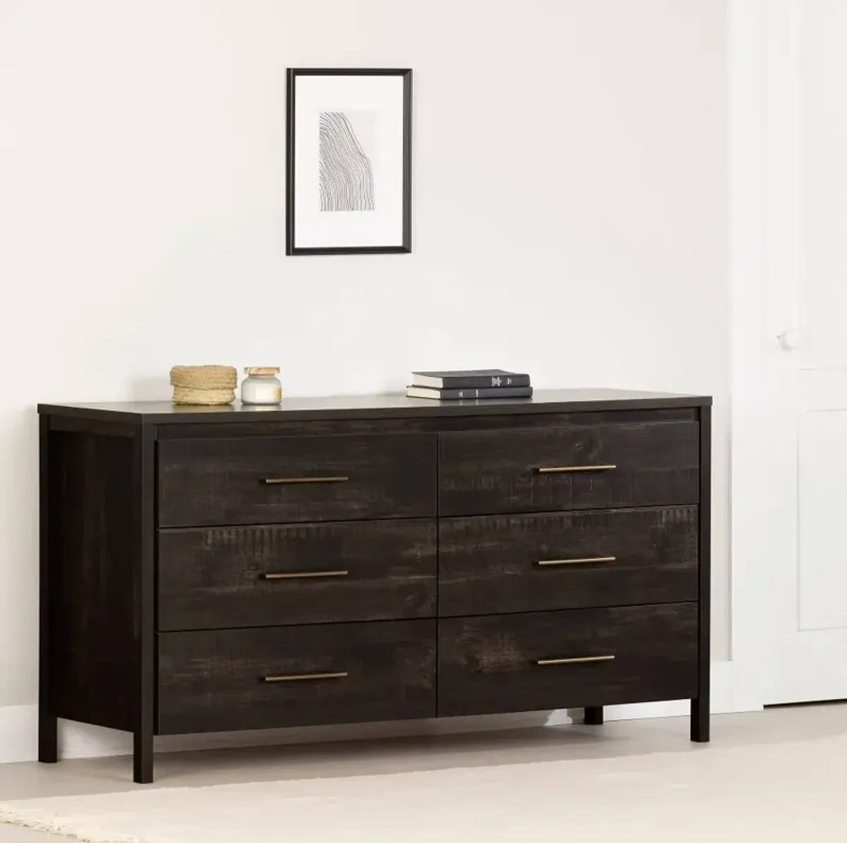 Gravity Rubbed Black 6 Drawer Dresser - South Shore