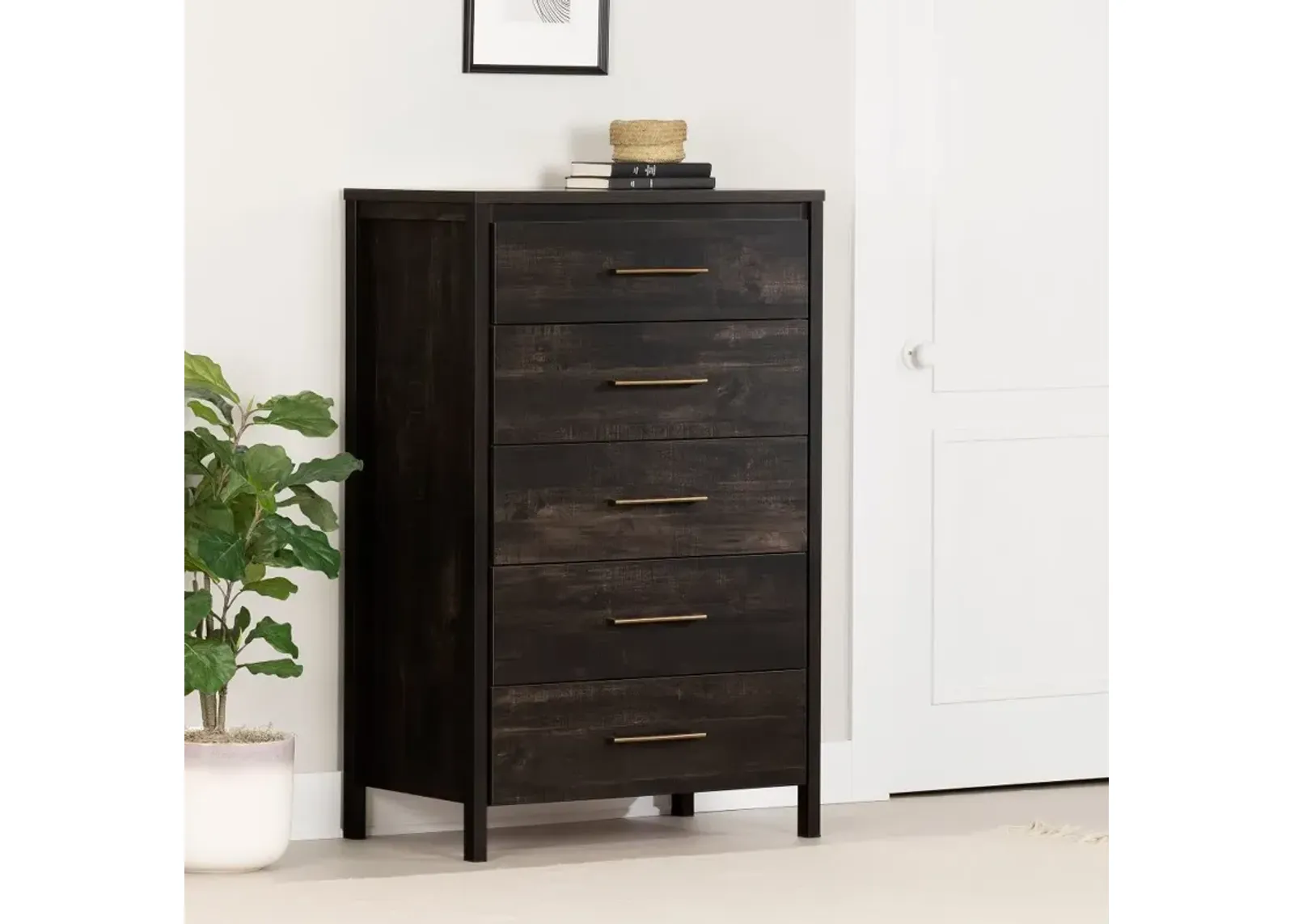 Gravity Rubbed Black 5 Drawer Chest - South Shore