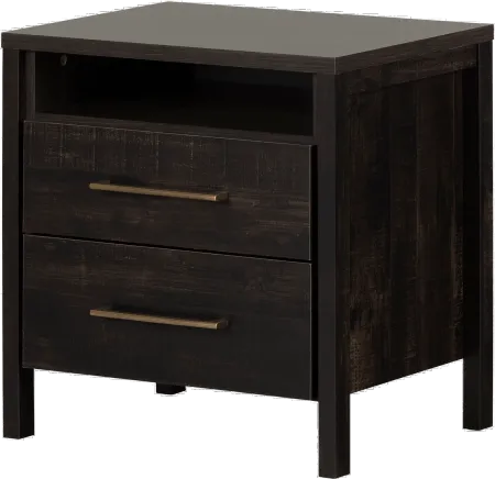 Gravity Rubbed Black 2 Drawer Nightstand - South Shore
