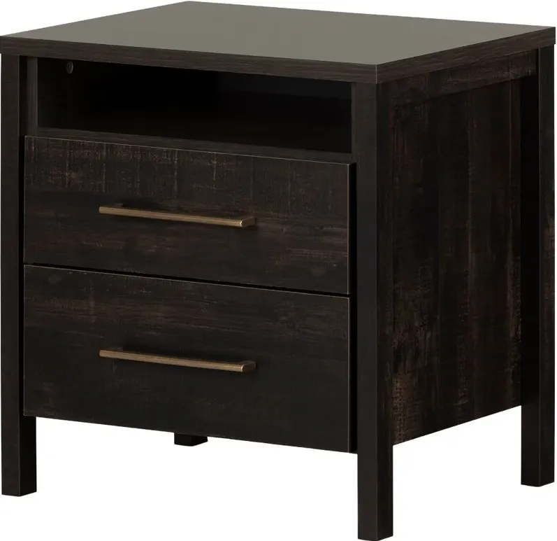 Gravity Rubbed Black 2 Drawer Nightstand - South Shore