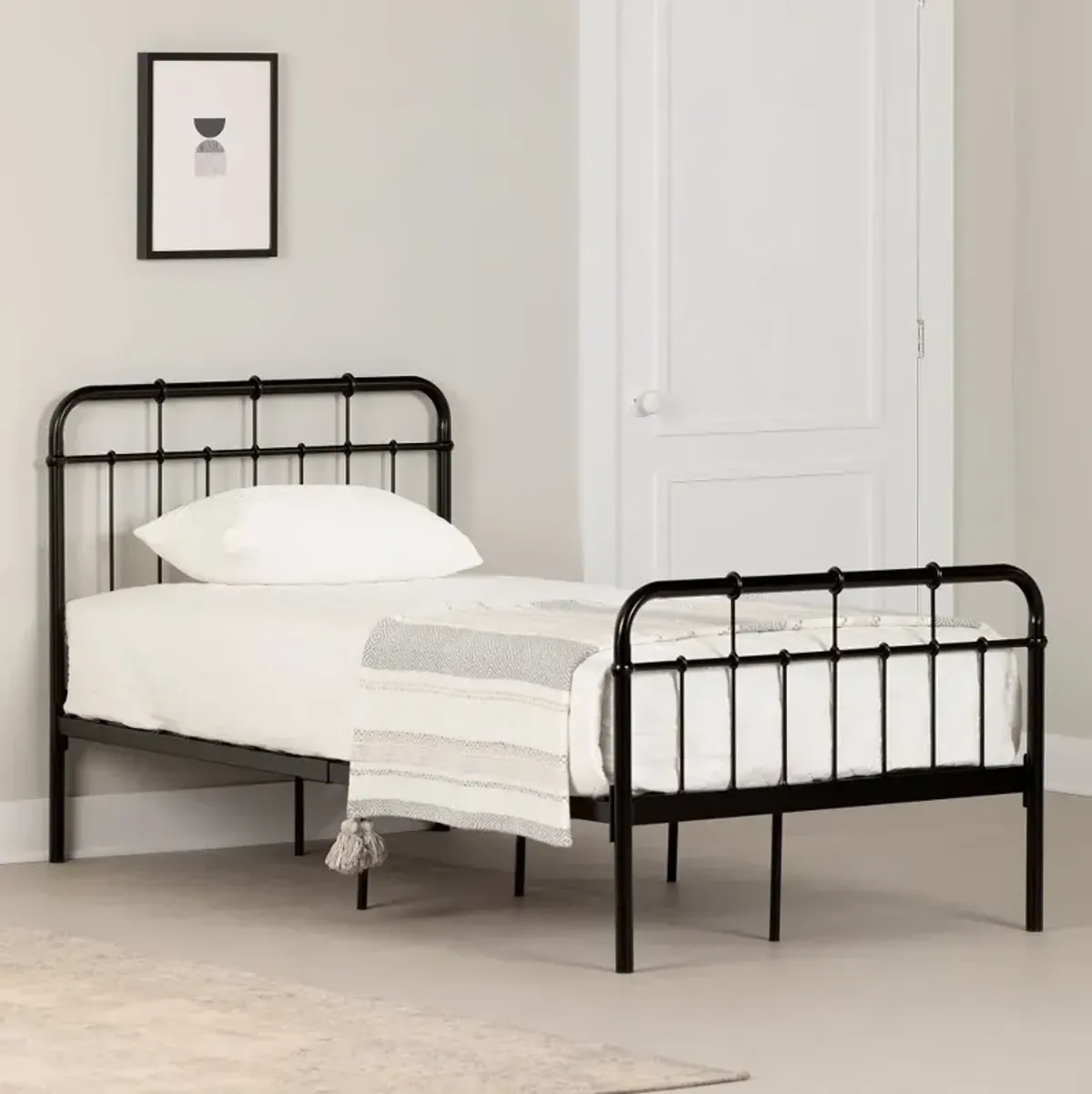 Vito Black Metal Twin Bed - South Shore