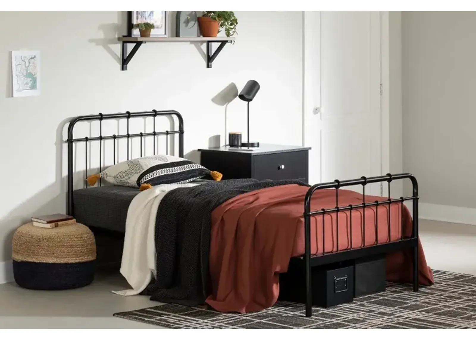 Vito Black Metal Twin Bed - South Shore