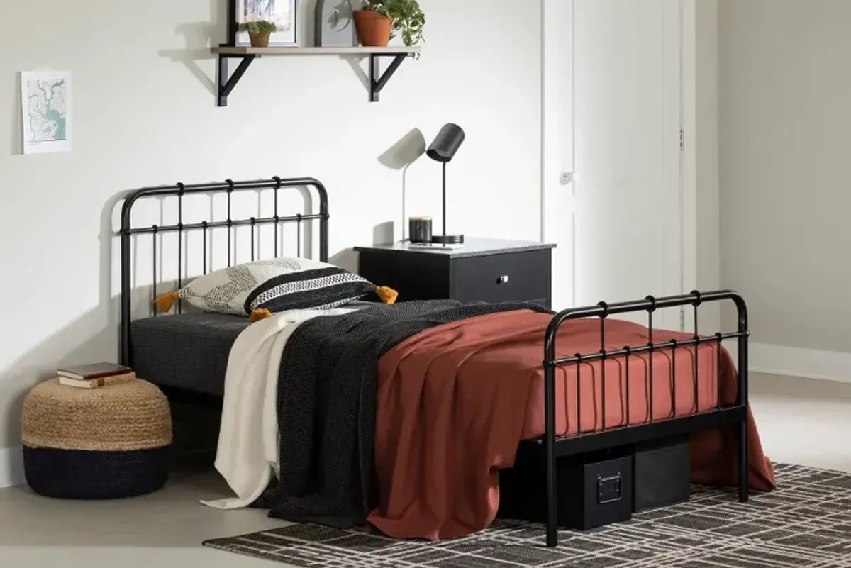 Vito Black Metal Twin Bed - South Shore