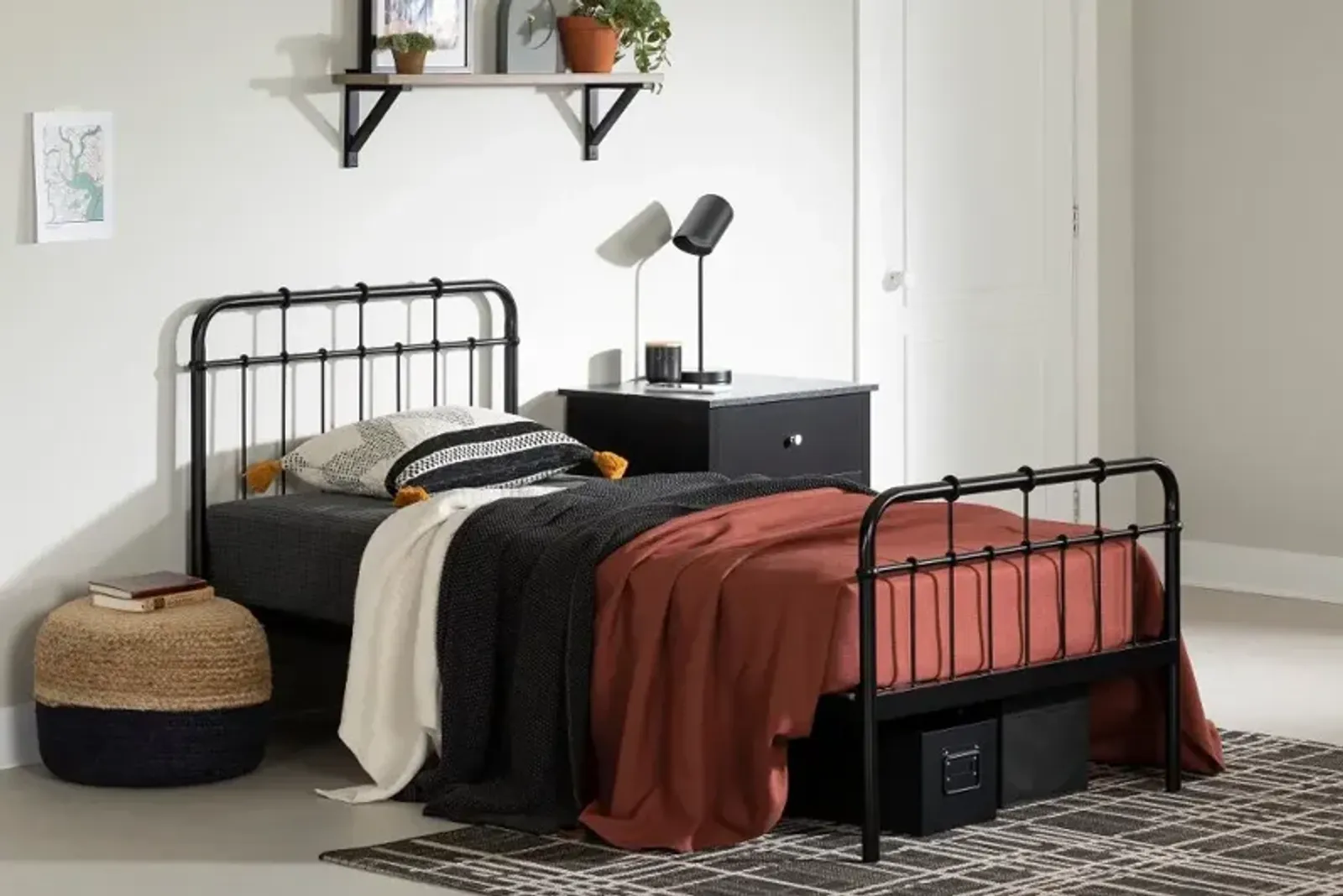 Vito Black Metal Twin Bed - South Shore