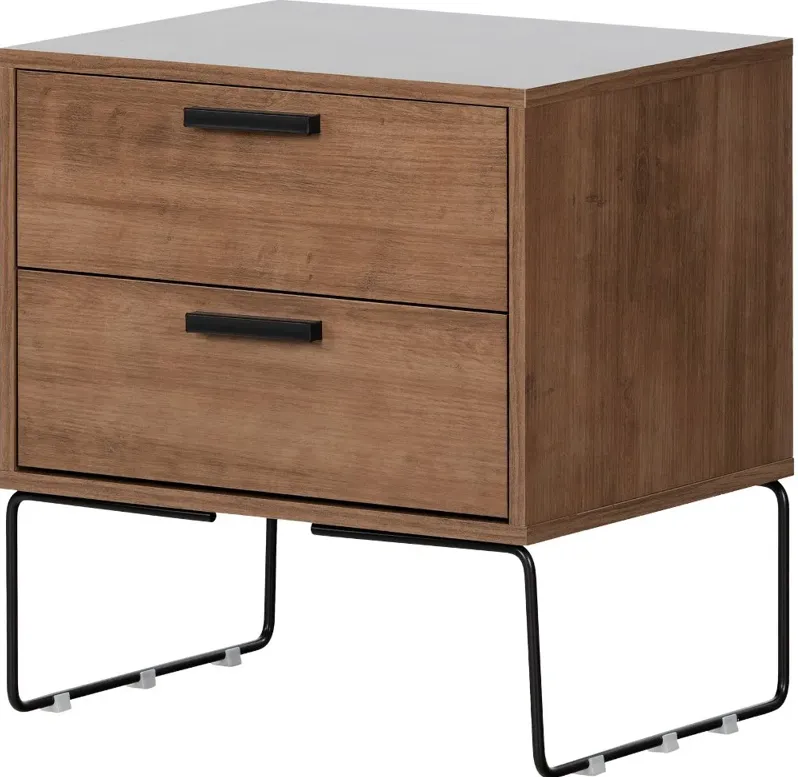 Vito Dark Wood End Table With Two Drawers - South Shore