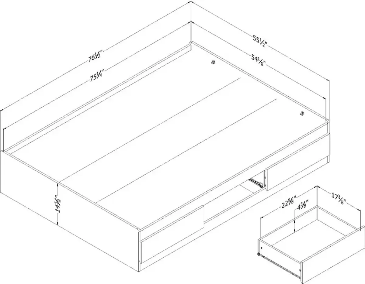 Fusion White Full Storage Platform Bed - South Shore