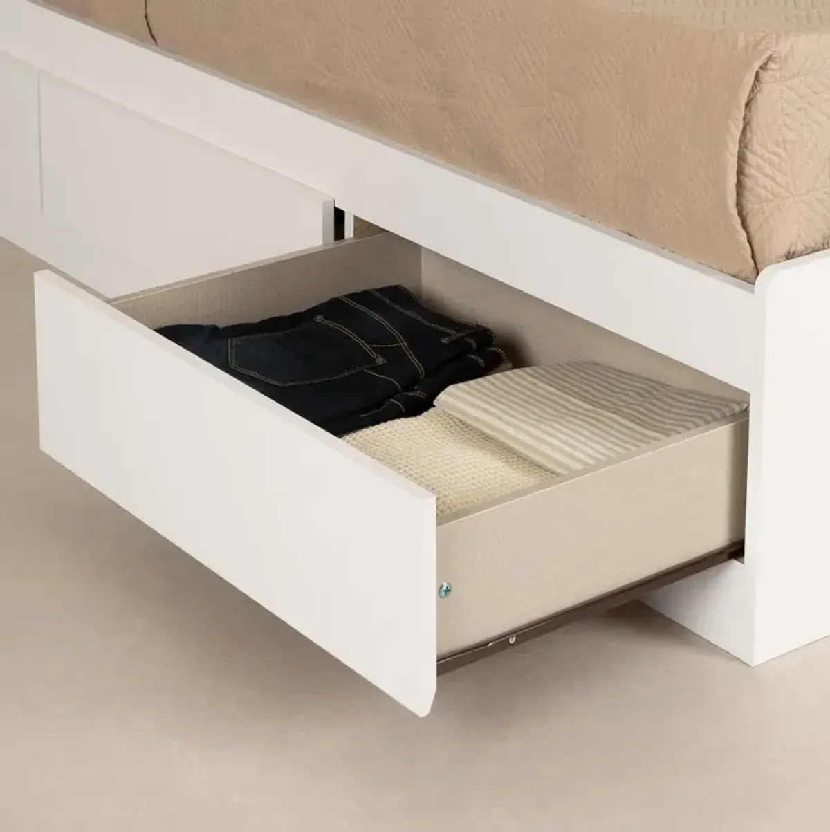 Fusion White Full Storage Platform Bed - South Shore