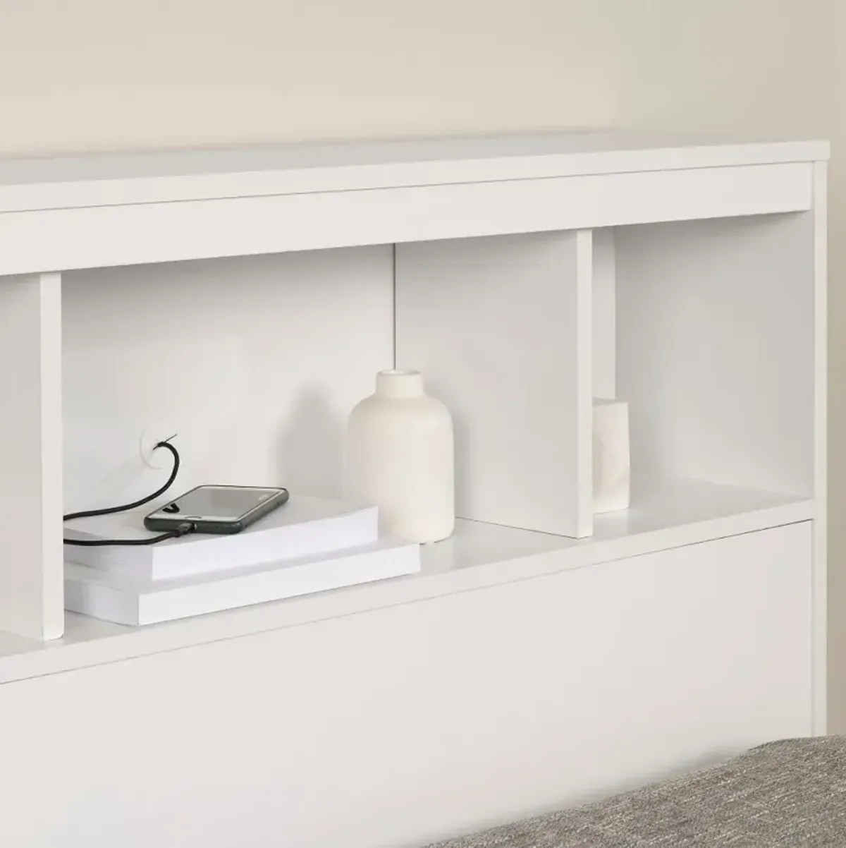 Fusion Full/Queen Pure White Bookcase Headboard - South Shore