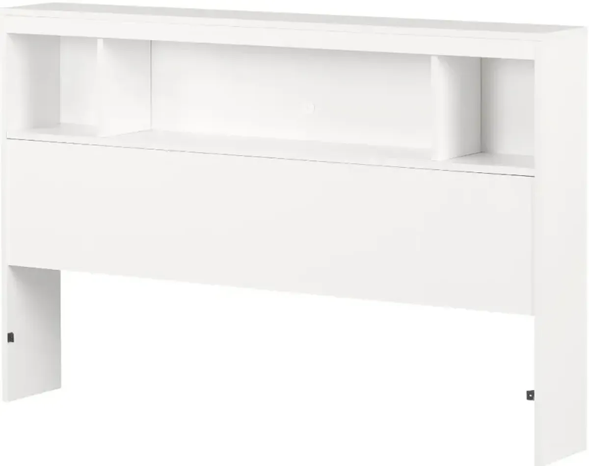 Fusion Full/Queen Pure White Bookcase Headboard - South Shore