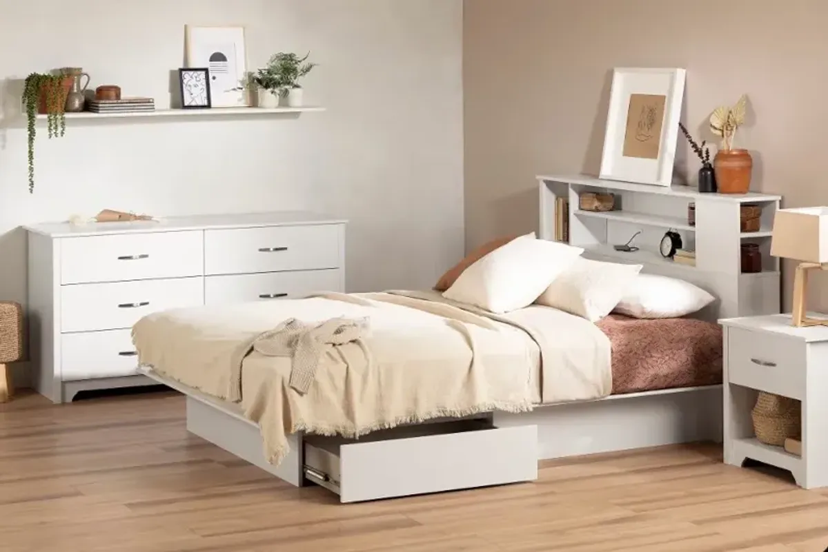 Fusion Full/Queen Pure White Platform Bed - South Shore