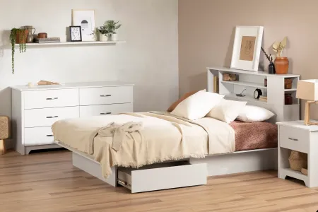 Fusion Full/Queen Pure White Platform Bed - South Shore